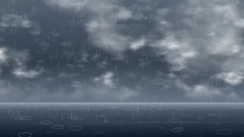 Seamless Loop of Rain Falling on Dark Ocean Water Surface Stock Footage 345317135