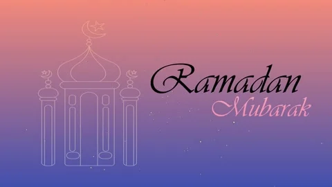 Seamless loop ramadan mubarak mosque outline on gradient purple background Stock Footage 348272266