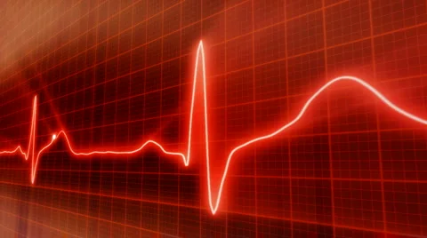 Seamless loop red background EKG electrocardiogram pulse real waveform Vídeos de archivo 1014331