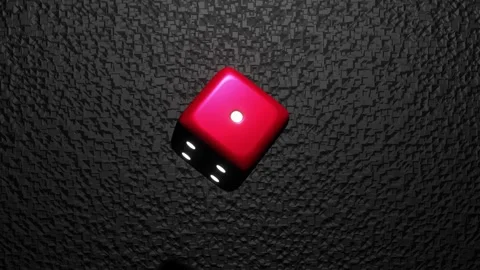 Seamless loop red dice rotation on black background. Red Dice Transition, devil Stock Footage 245197957