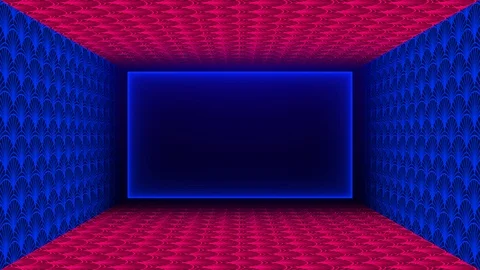 Seamless Loop Red Roof And Floor And Blue Walls Shiny Lights Artistic Texture  Video stock 125620296