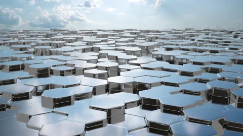 Seamless Loop of Reflective Hexagonal Landscape Stock Footage 309530276
