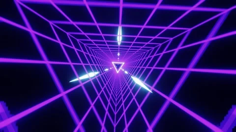 Seamless loop retro 1980s animation triangle grid synthwave tunnel. Background Stock Footage 252751339