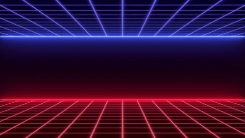 Seamless Loop Retro Futuristic Grid Background Animation in Red and Blue Neon Stock Footage 311717413