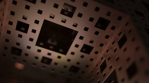 Seamless loop of a rotating 3D Menger Sponge fractal. Stock Footage 58559228