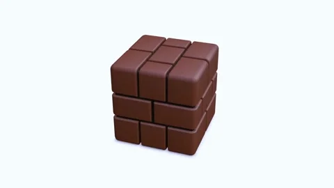 Seamless loop rotating brick cube, spinning brick block, 3D render Stock Footage 138577089
