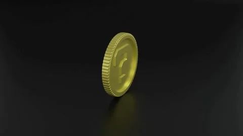 Seamless loop rotating golden coin, spinning question mark coin, 3D render Stock Footage 138478350