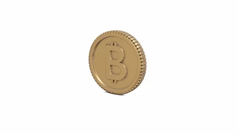 Seamless loop rotating golden coin, spinning bitcoin, 3D render Stock Footage 138574657