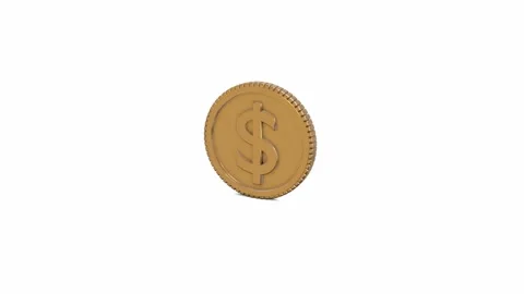 Seamless loop rotating golden coin, spinning dollar coin, full HD 3D render Stock Footage 138574658