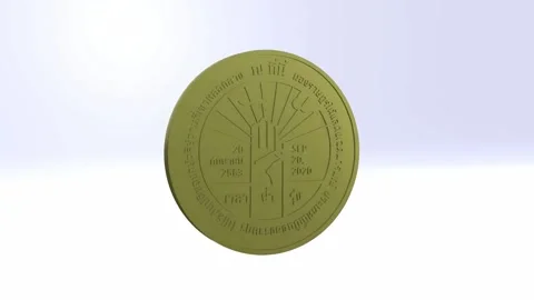 Seamless loop rotating golden plaque, full HD 3D render Stock Footage 139627511