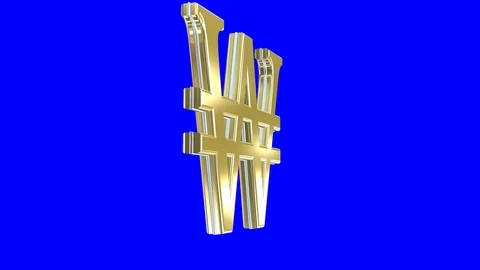 Seamless loop of rotating Korean Won currency symbol Video stock 106288595