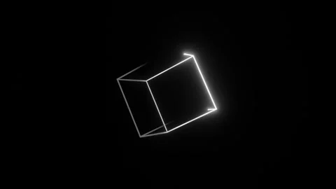 Seamless loop rotating wireframe cube on black background, disco or nightclub Stock Footage 256239659