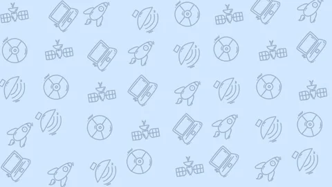 Seamless loop of satellite communication technology icons on light blue bac.. 스톡 동영상 328566557