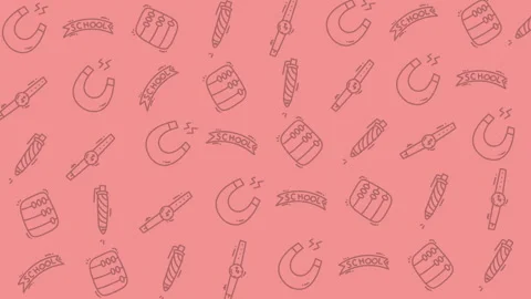 Seamless loop of school doodles animation on pink background Stock Footage 328567005