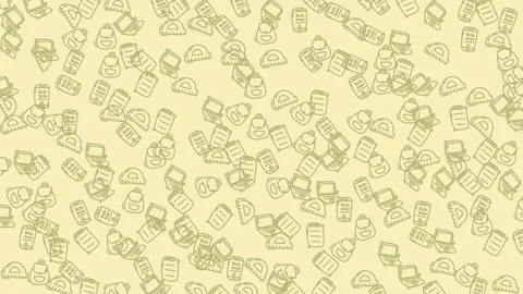 Seamless loop of school supplies animation on yellow background Stock Footage 328567818
