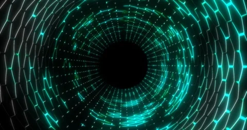 Seamless loop sci-fi futuristic hexagon grid VJ tunnel in blue tones. Stock Footage 123887103