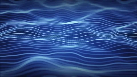 Seamless loop screensaver with striped wave field made of shiny dots and lines Stock Footage 278239458