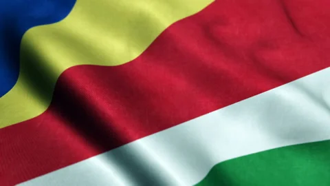 Seamless loop of the Seychelles flag waving in the wind. Video stock 232796965