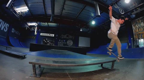 Seamless loop of skater  sliding over rail Stock Footage 41606948