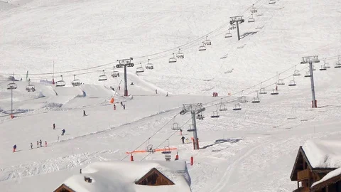 Seamless loop - Ski resort of Tignes in winter Stock Footage 96061602