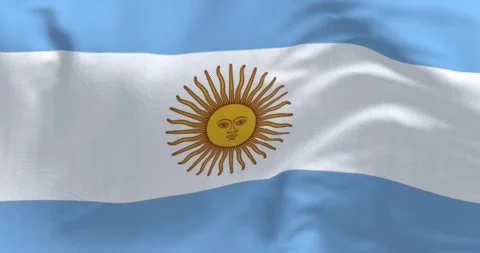 Seamless loop in slow motion of Argentina national flag fluttering in the win Stock-Footage 243645926