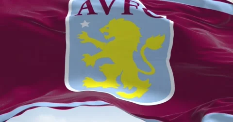 Seamless loop in slow motion of Aston Villa Football Club flag waving Video stock 234986179