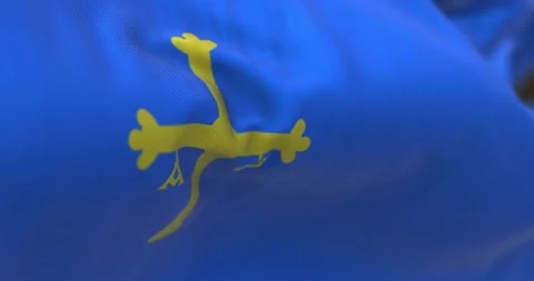 Seamless loop in slow motion of the Asturias flag waving Stock Footage 236625875