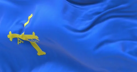 Seamless loop in slow motion of Asturias flag waving Stock Footage 240939159