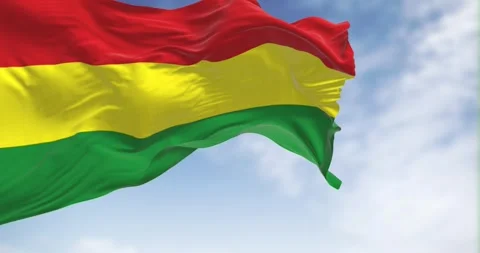 Seamless loop in slow motion of Bolivia national flag waving in the wind Stock Footage 240939181