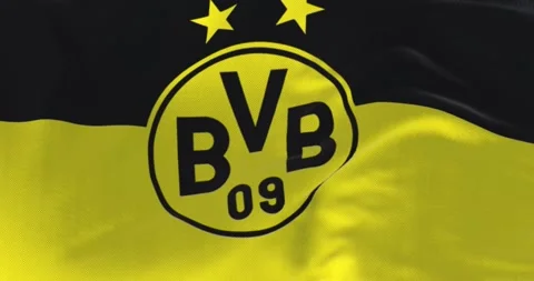 Seamless loop in slow motion of Borussia Dortmund flag waving Stock Footage 238836972