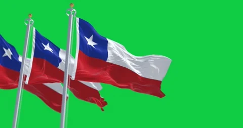 Seamless loop in slow motion of Chile national flags fluttering Stock Footage 244925593