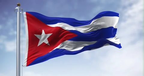 Seamless loop in slow motion of Cuba national flag waving on a clear day 库存影片 244708599