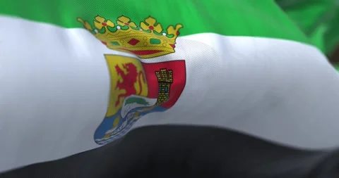 Seamless loop in slow motion of the Extremadura flag waving Stock-Footage 238991188