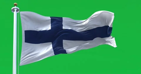 Seamless loop in slow motion of Finland flag waving isolated on green backg.. Stock-Footage 236469972
