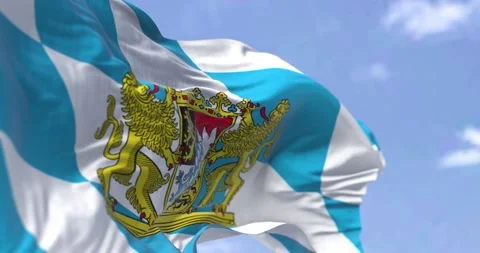 Seamless loop in slow motion with the flag of Bavaria waving in the wind Stock Footage
