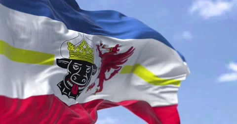 Seamless loop in slow motion with the flag of Mecklenburg Western Pomerania Stock Footage 196726485