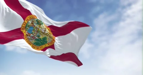 Seamless loop in slow motion of Florida state flag waving on a clear day Stock Footage 238517266