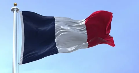 Seamless loop in slow motion of France flag waving in the wind on a clear day Stock-Footage 237692501