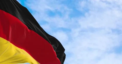 Seamless loop in slow motion of Germany national flag waving on a clear day Stock-Footage 237513762