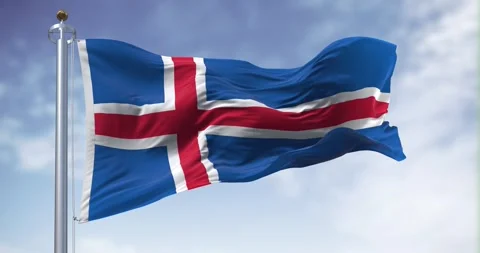 Seamless loop in slow motion of Iceland national flag waving in the wind Video stock 244214713