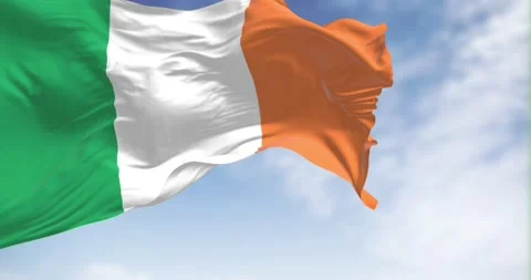 Seamless loop in slow motion of the Ireland national flag waving Stock Footage 236469109