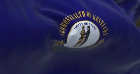Seamless loop in slow motion of Kentucky state flag waving Video stock 237158972