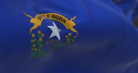 Seamless loop in slow motion of Nevada state flag waving Stock Footage 237692493