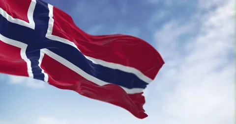 Seamless loop in slow motion of Norway national flag waving on a clear day Stock-Footage 238991362