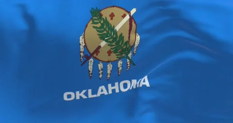 Seamless loop in slow motion of the Oklahoma state flag waving Video stock 238991516