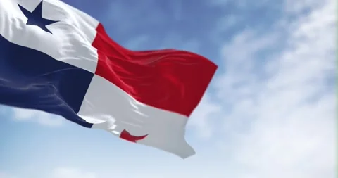 Seamless loop in slow motion of Panama national flag waving on a clear day Stock Footage 243275234