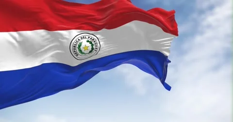 Seamless loop in slow motion of Paraguay flag waving on a clear day Stock-Footage 244708621