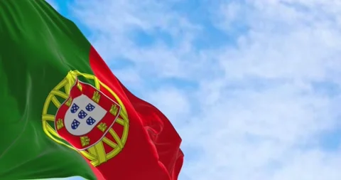 Seamless loop in slow motion of Portugal national flag waving on a clear day Stock-Footage 239422208