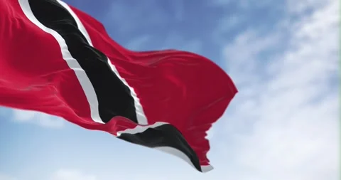 Seamless loop in slow motion of Trinidad and Tobago national flag waving Stock Footage 244708566
