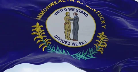 Seamless loop in slow motion of The US state flag of Kentucky waving Stock-Footage 234986465